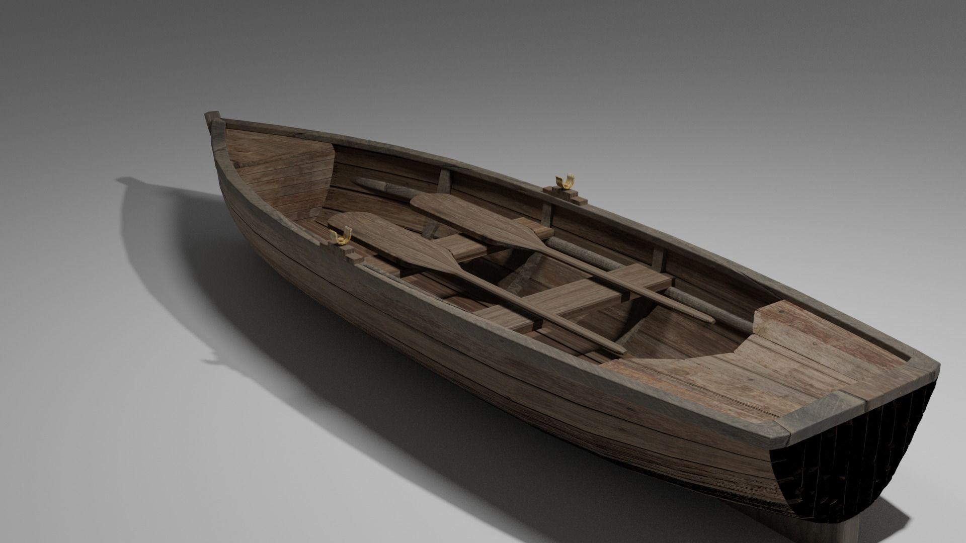 Wood boat Low-poly 3D model_34
