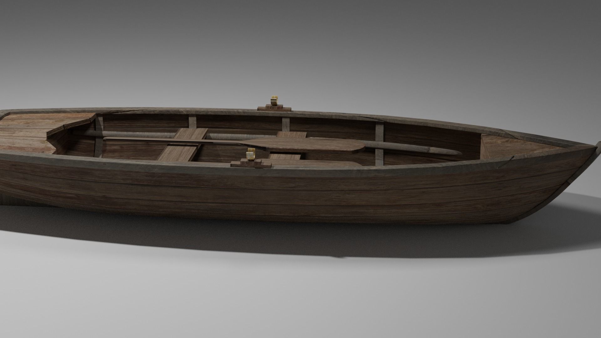 Wood boat Low-poly 3D model_26