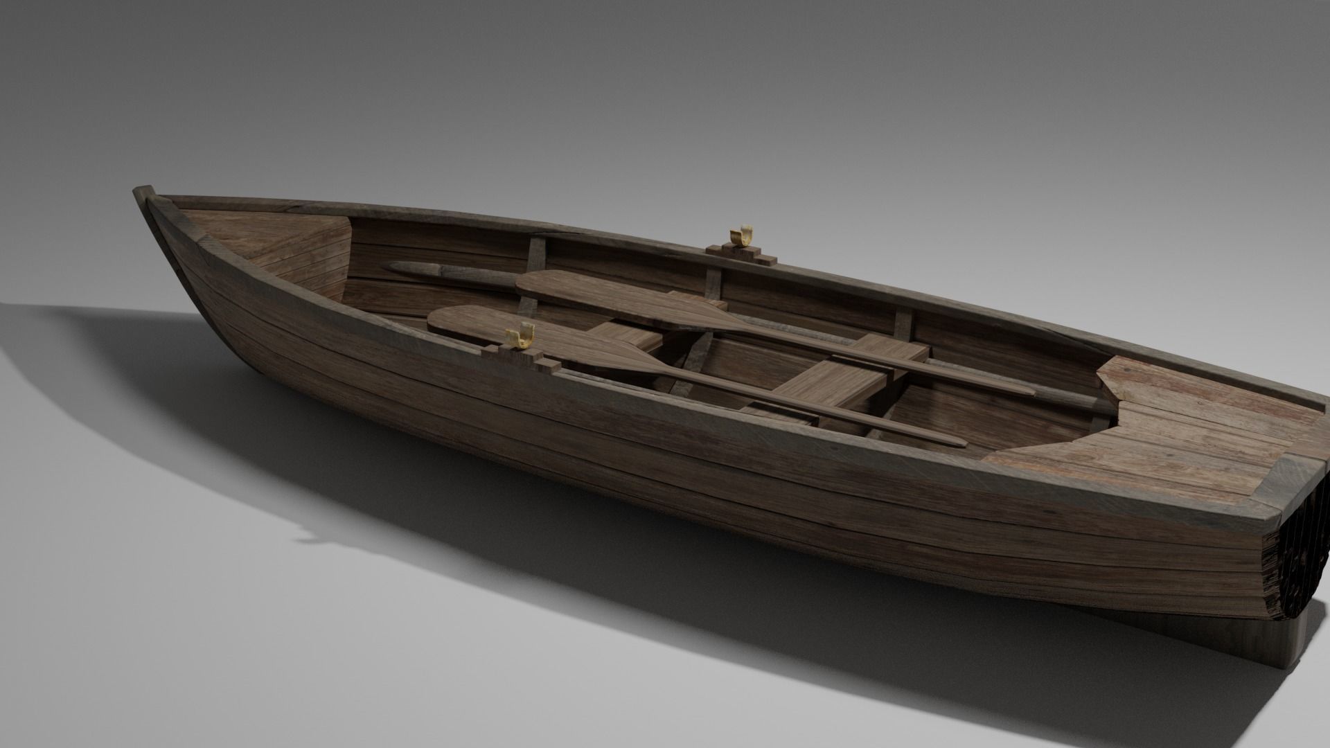 Wood boat Low-poly 3D model_36