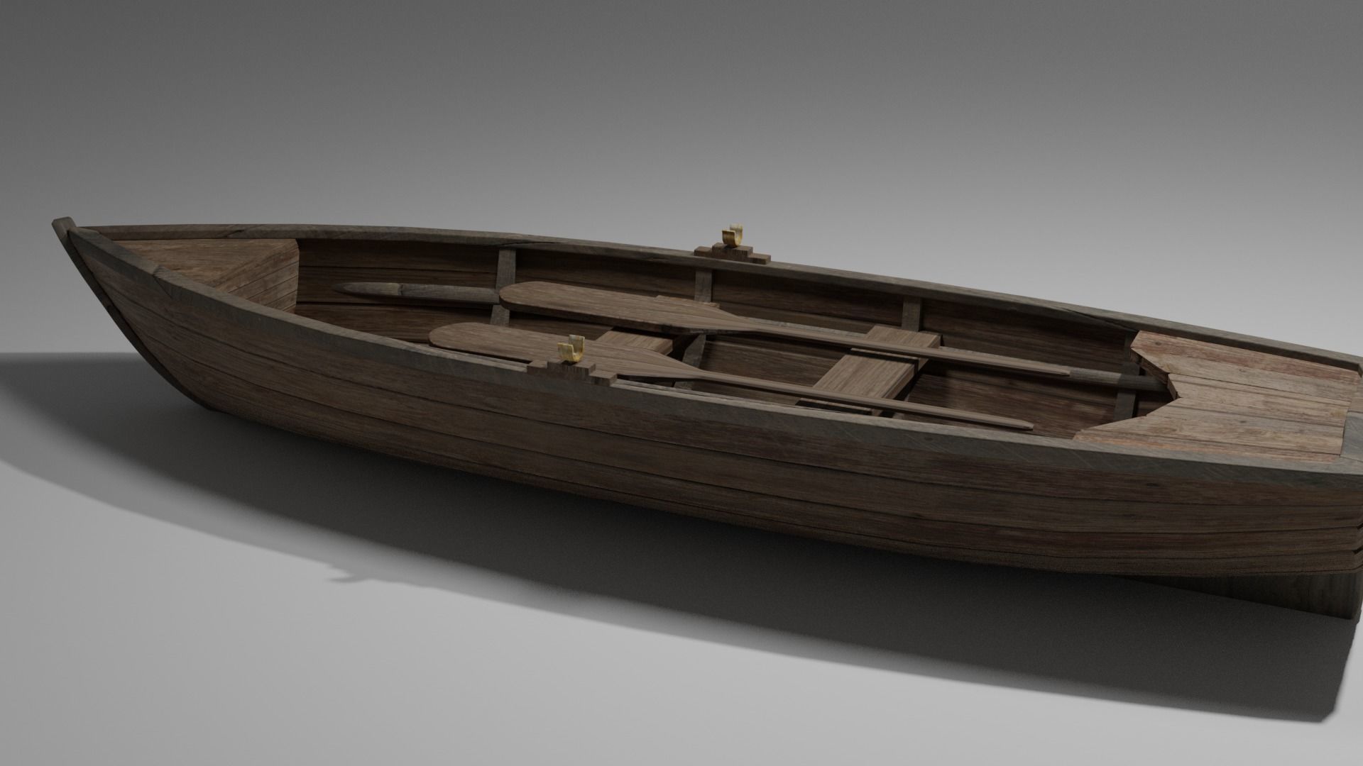 Wood boat Low-poly 3D model_48