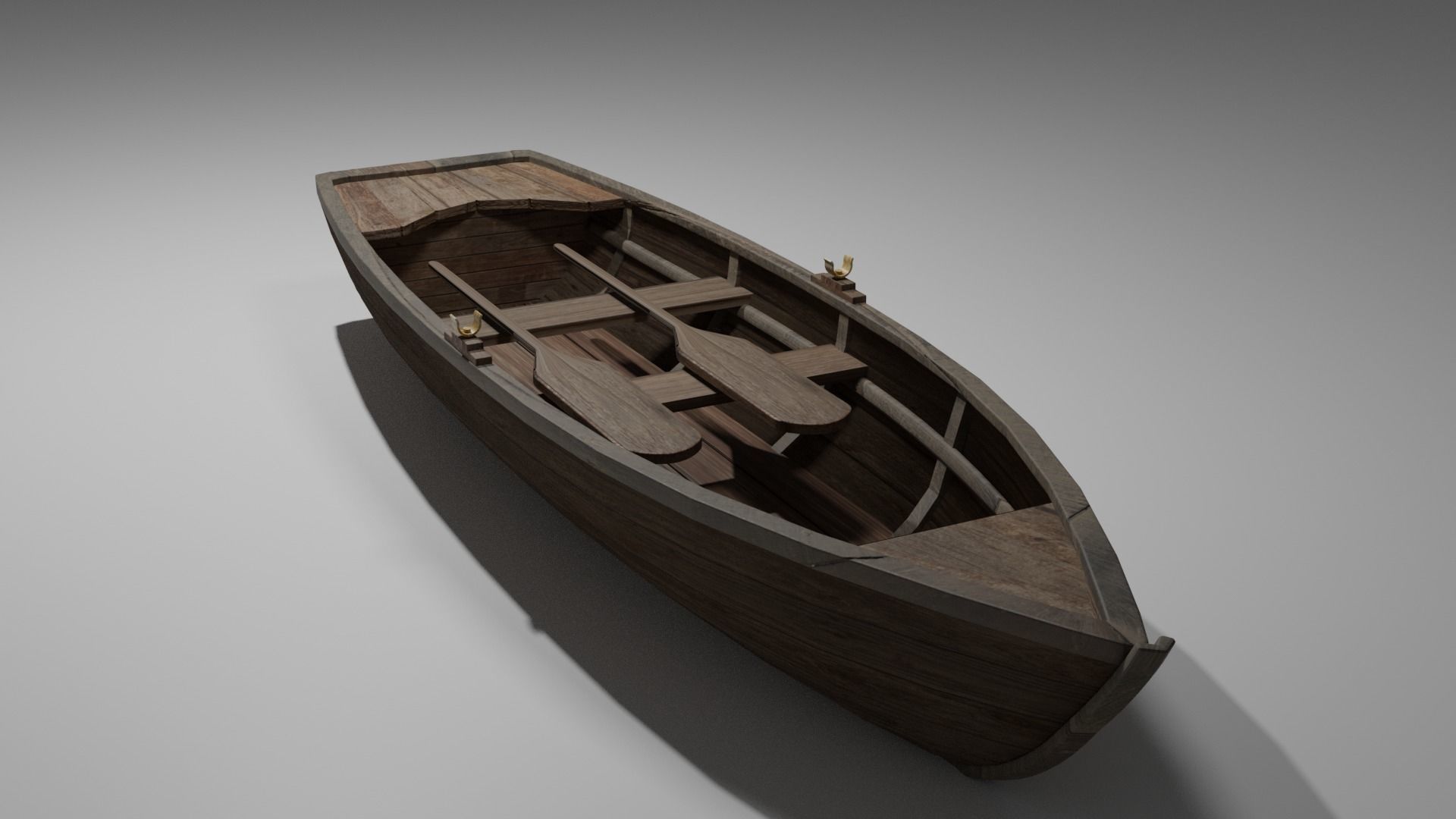Wood boat Low-poly 3D model_10