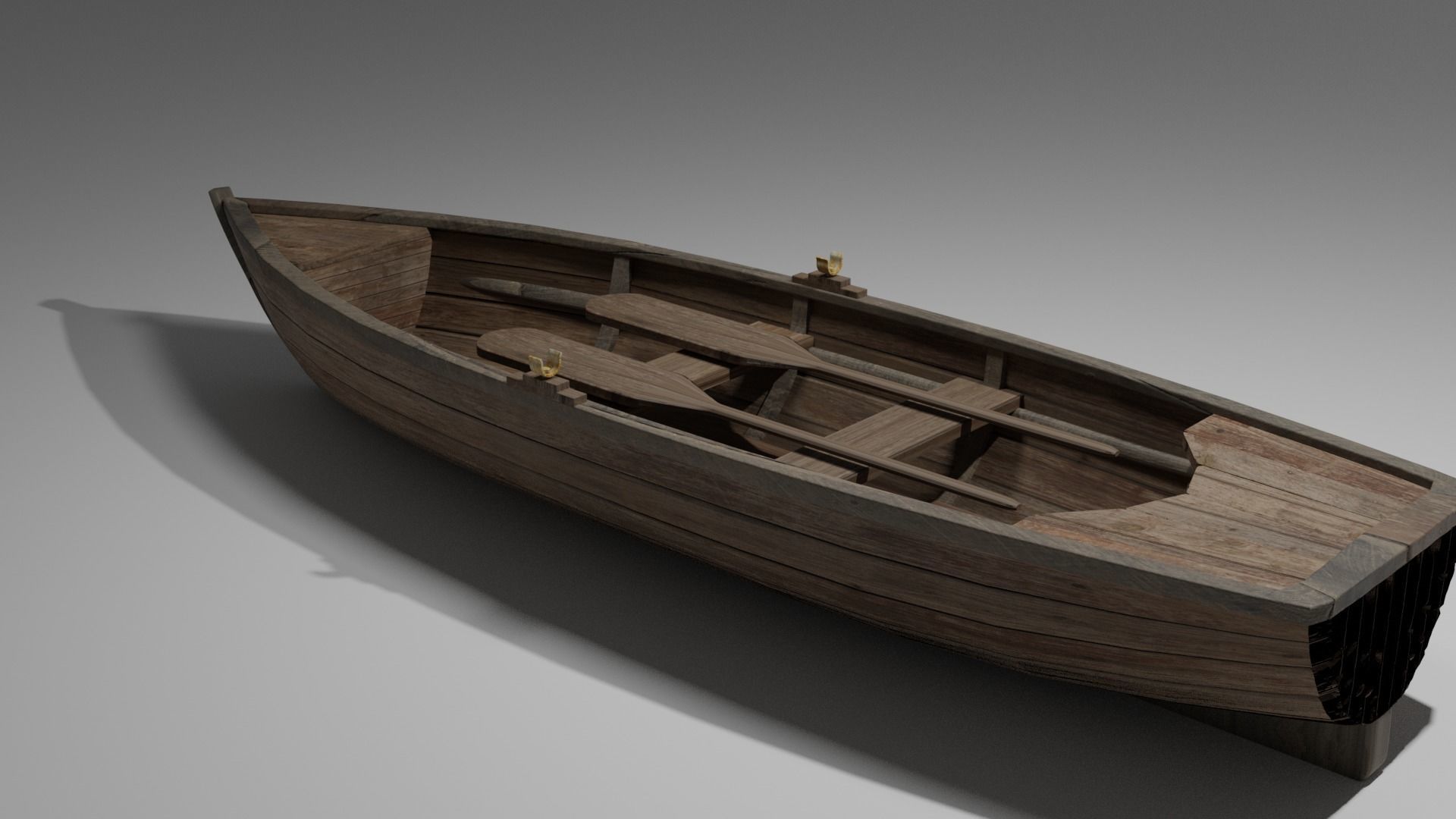 Wood boat Low-poly 3D model_44