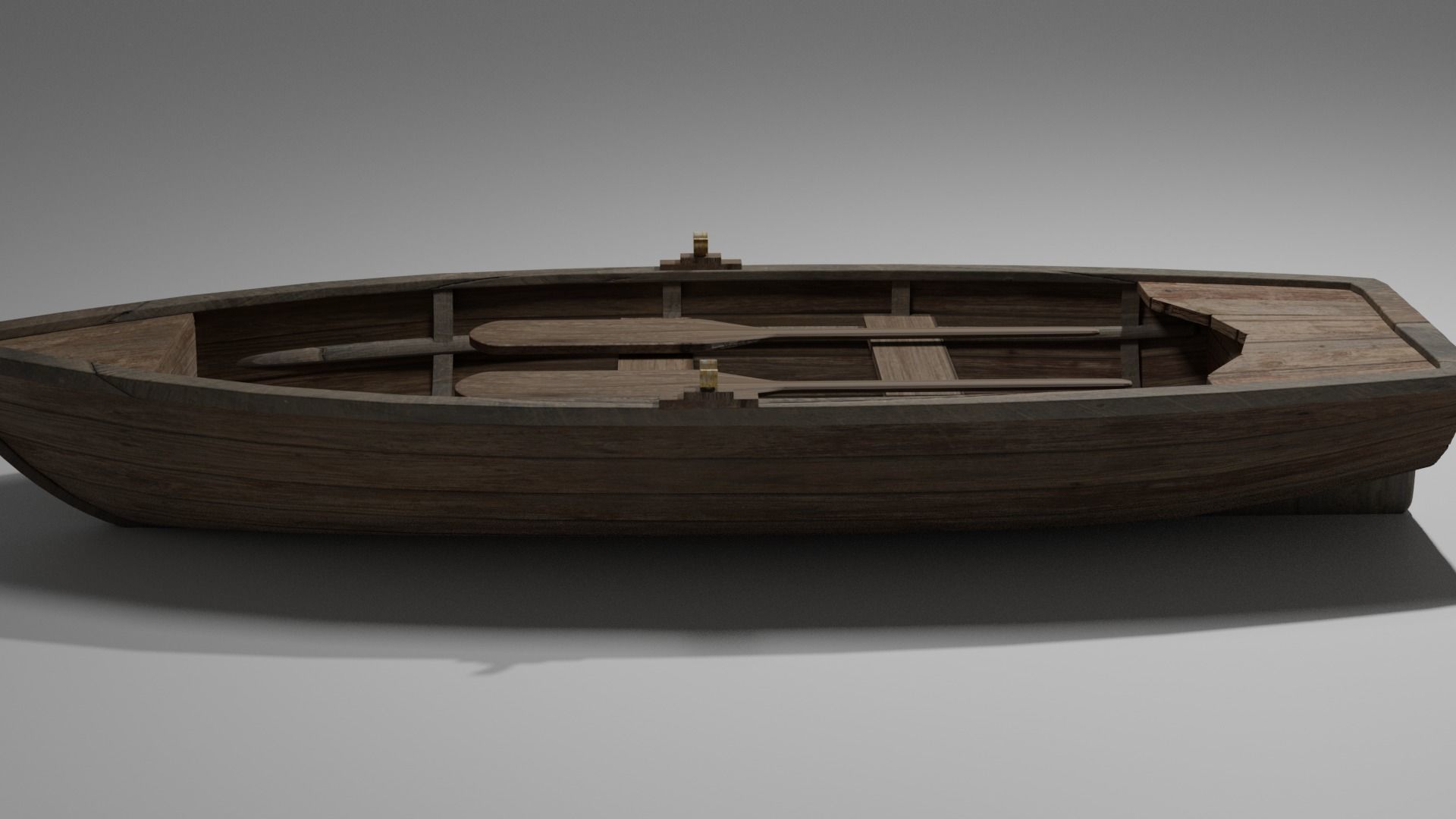Wood boat Low-poly 3D model_45