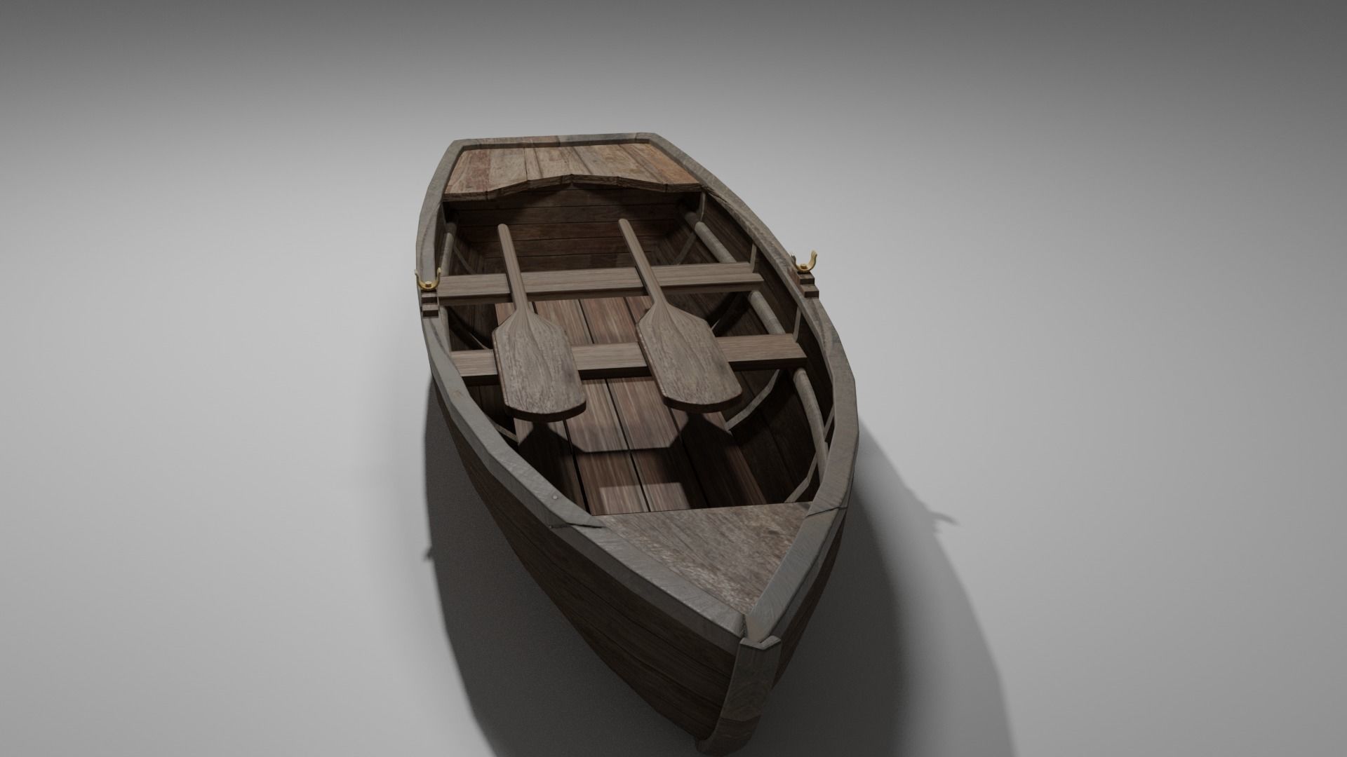 Wood boat Low-poly 3D model_5