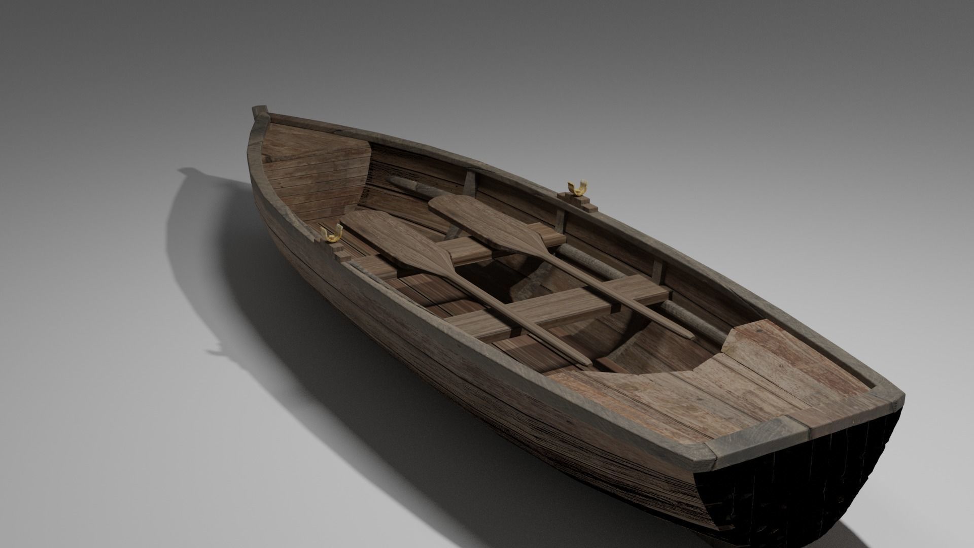 Wood boat Low-poly 3D model_32