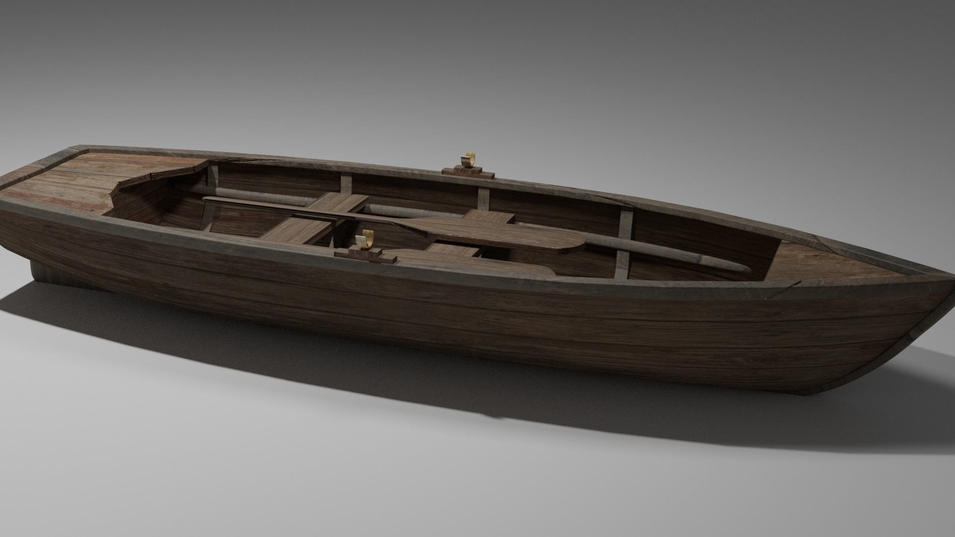 Wood boat Low-poly 3D model_22