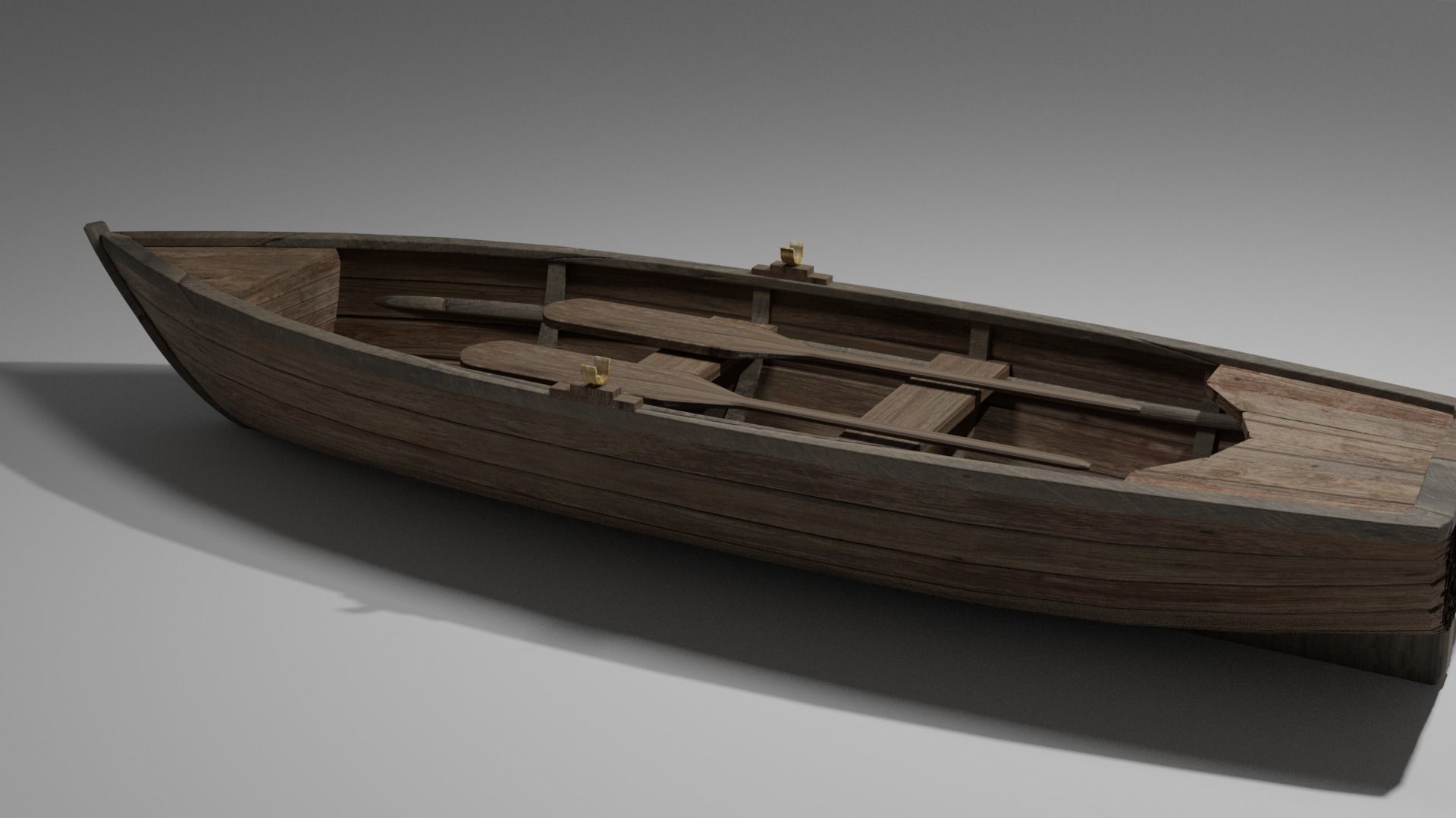 Wood boat Low-poly 3D model_39
