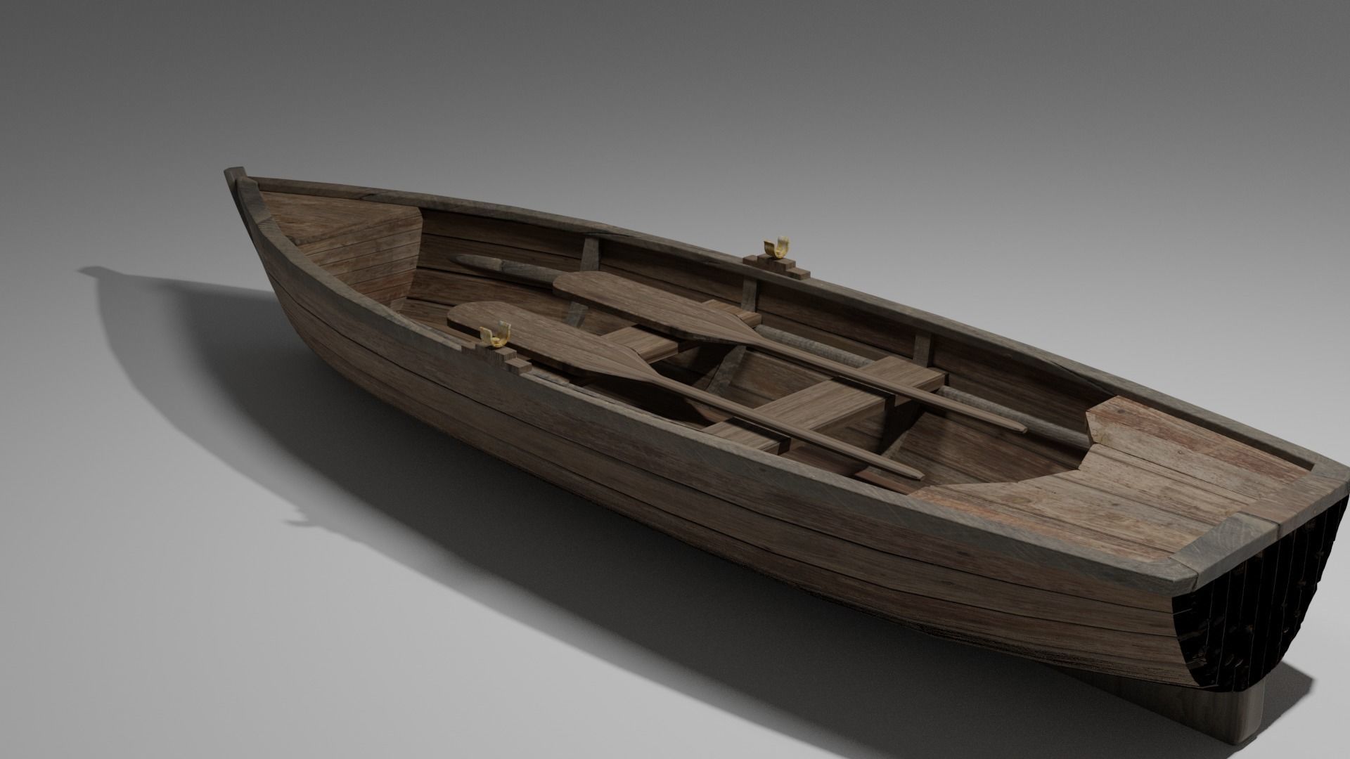 Wood boat Low-poly 3D model_41