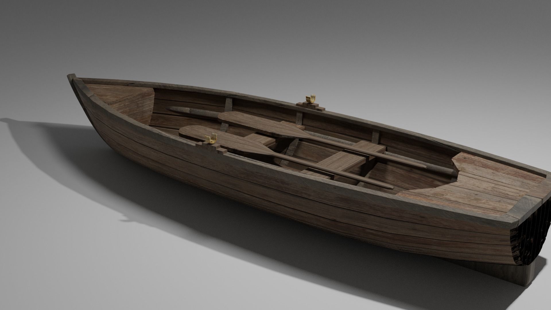 Wood boat Low-poly 3D model_49