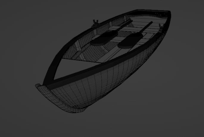 Wood boat Low-poly 3D model_28