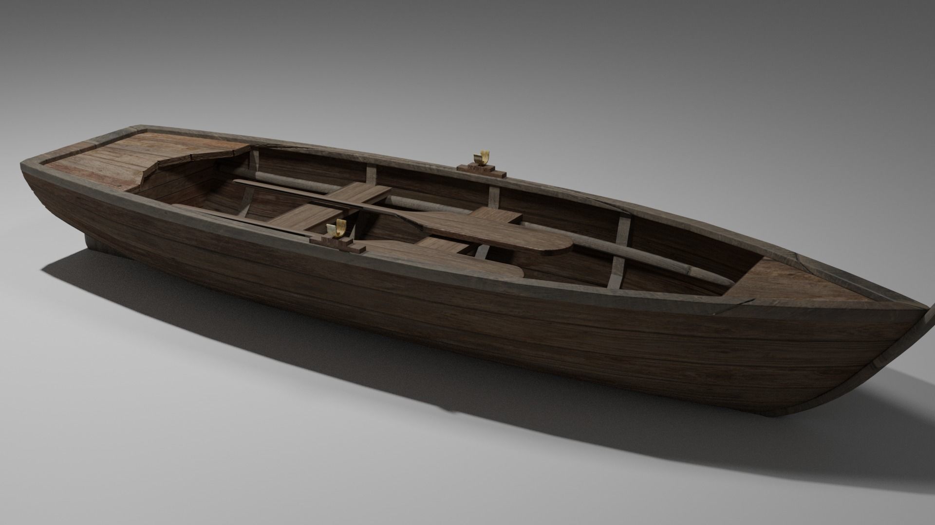 Wood boat Low-poly 3D model_19