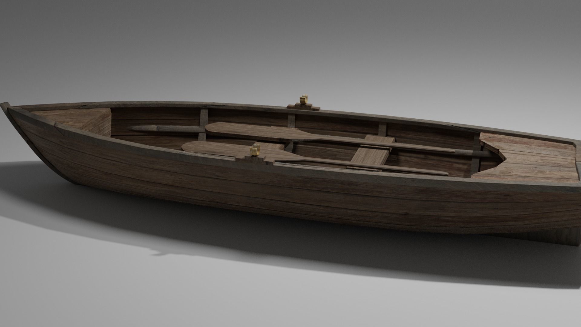 Wood boat Low-poly 3D model_42