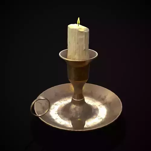 Small Brass Chamberstick  Low-poly 3D model