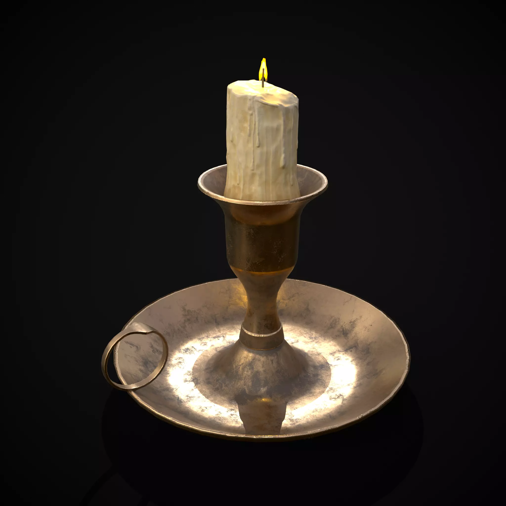 Small Brass Chamberstick Low-poly 3D model