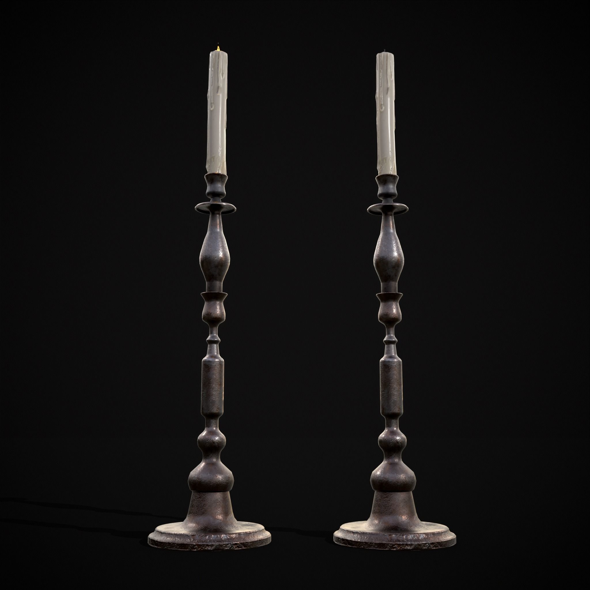 Rusting Column Candle Stick Low-poly 3D model_7
