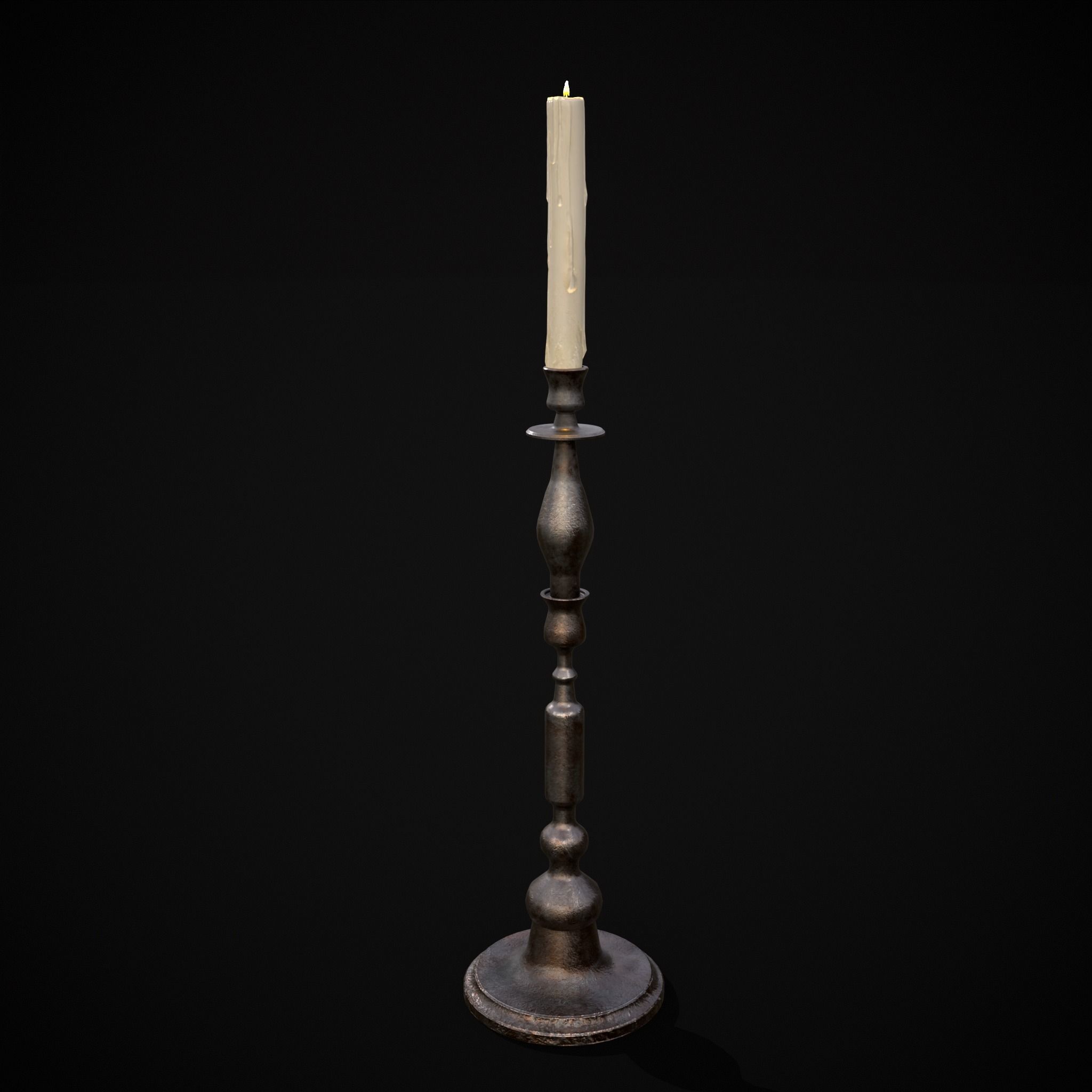 Rusting Column Candle Stick Low-poly 3D model_11