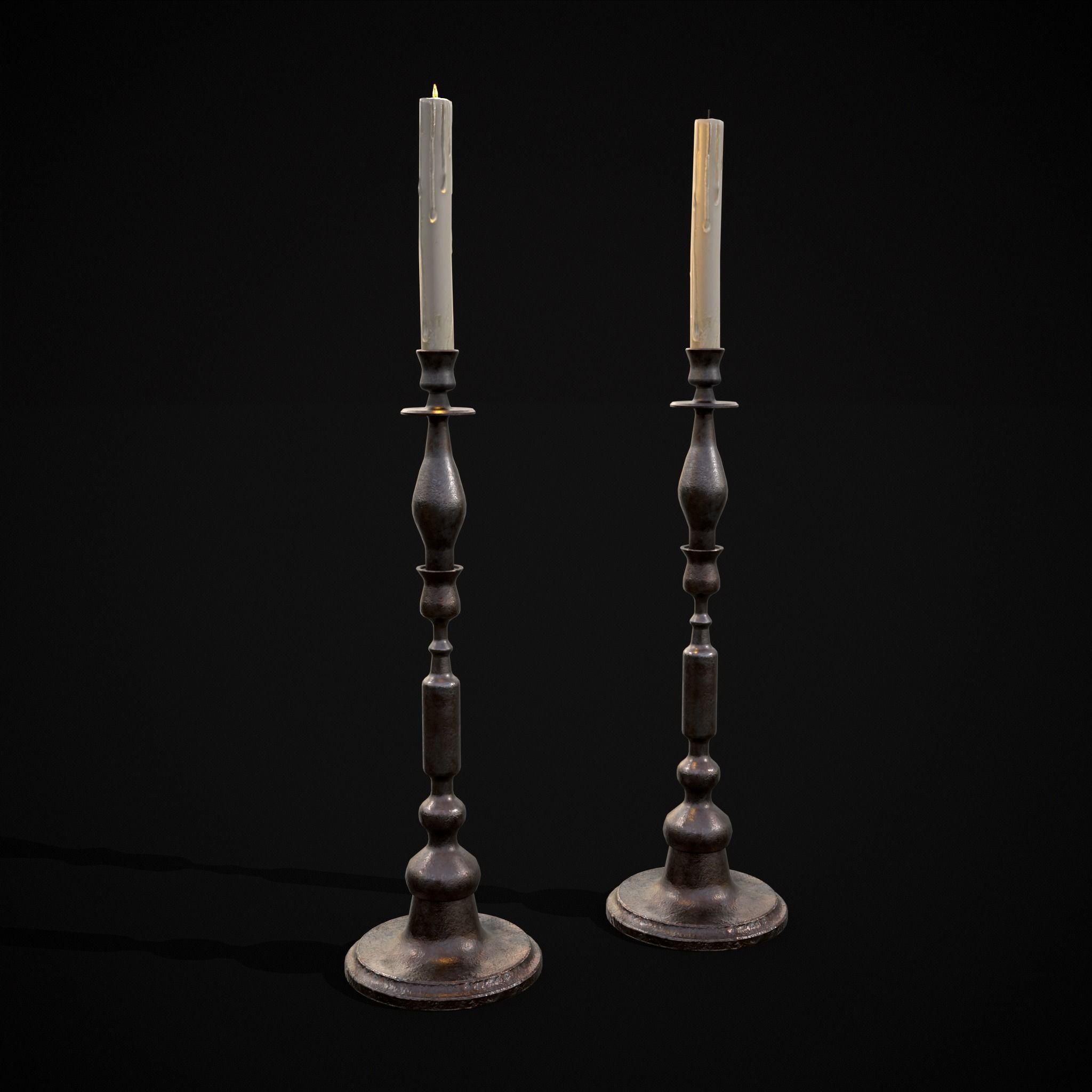 Rusting Column Candle Stick Low-poly 3D model_19