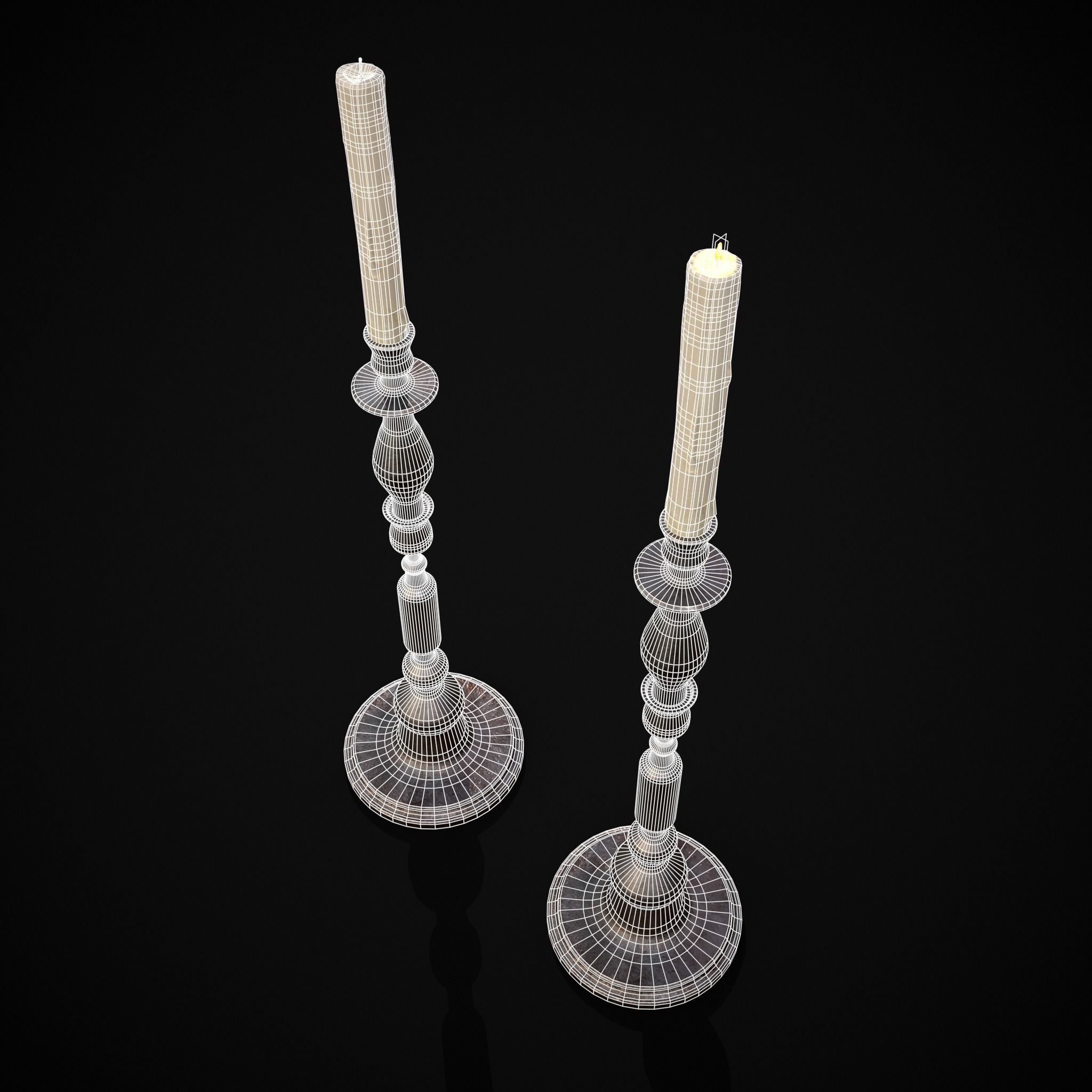 Rusting Column Candle Stick Low-poly 3D model_6