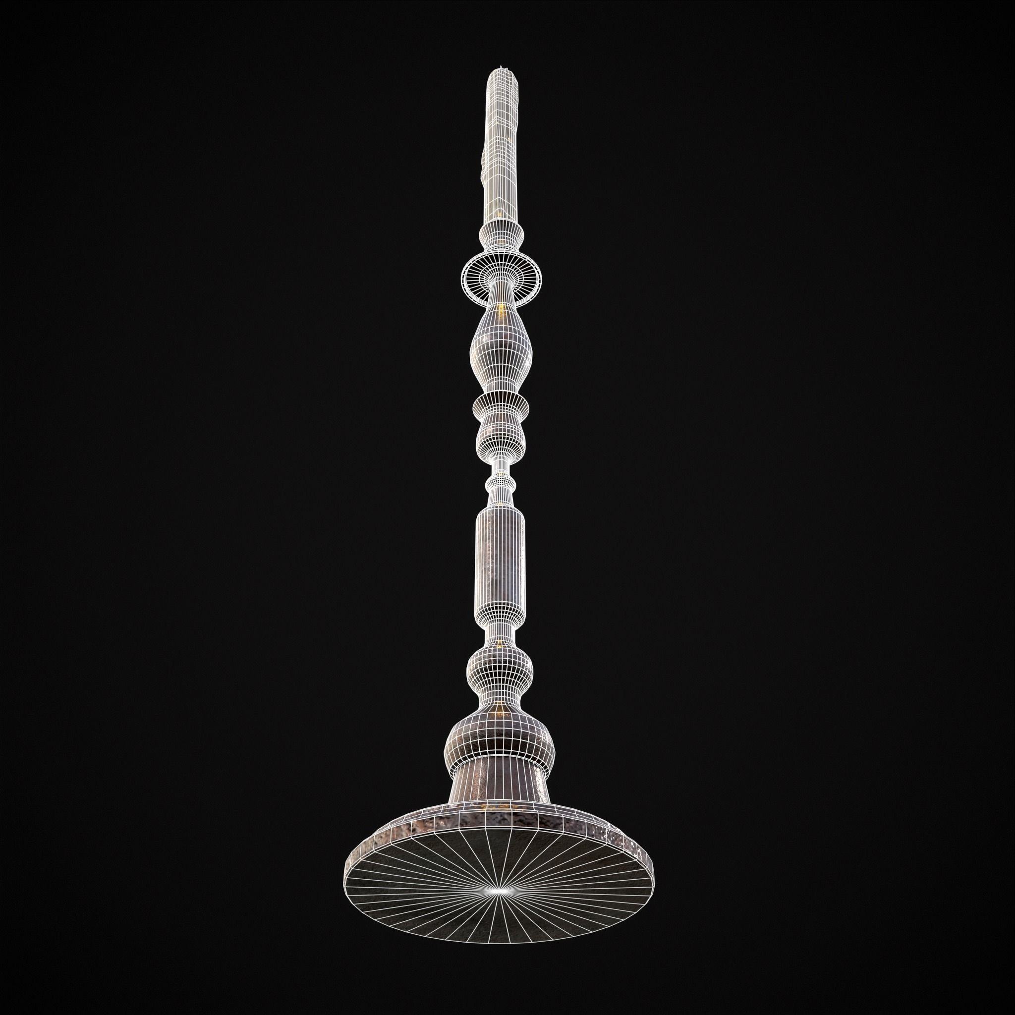 Rusting Column Candle Stick Low-poly 3D model_16