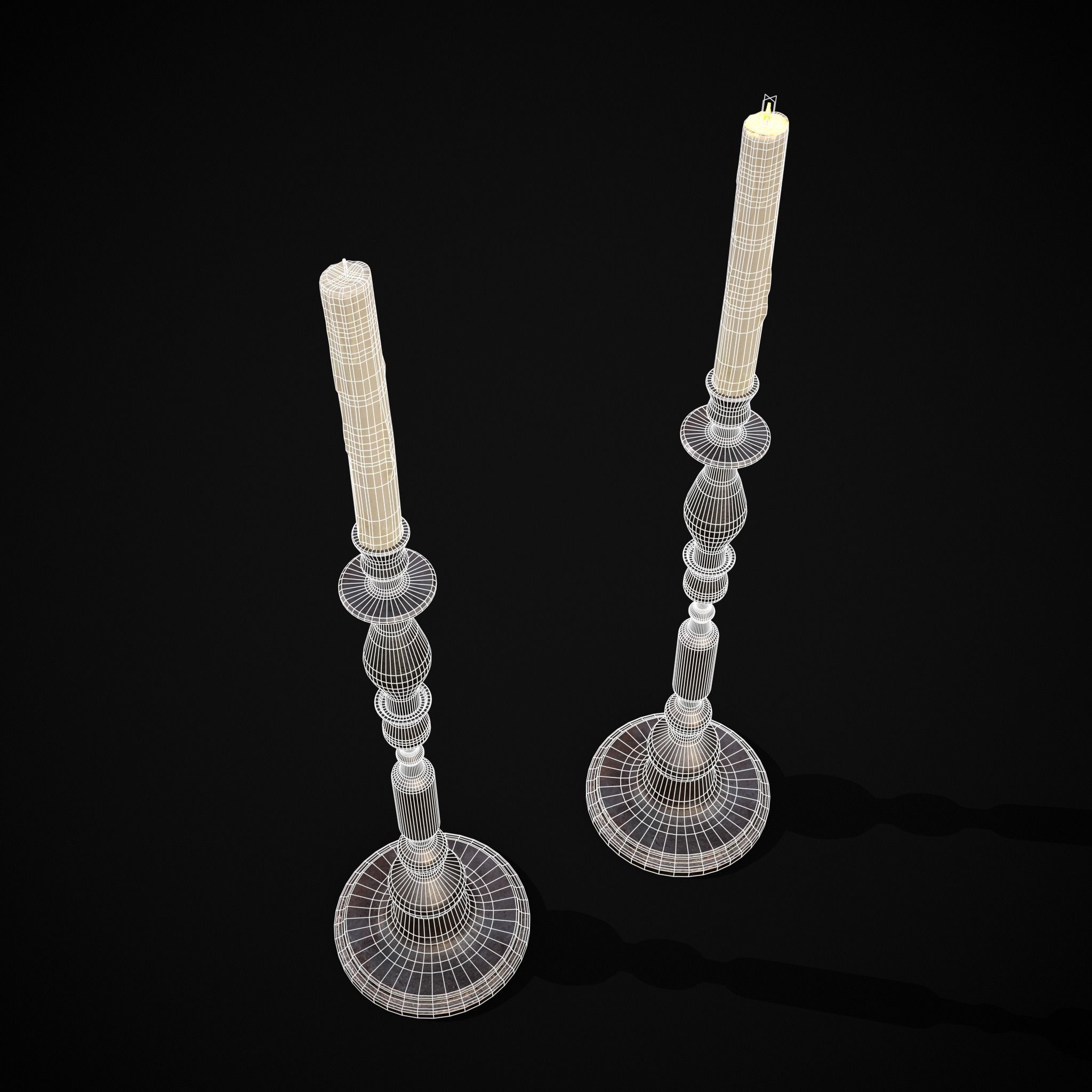 Rusting Column Candle Stick Low-poly 3D model_10