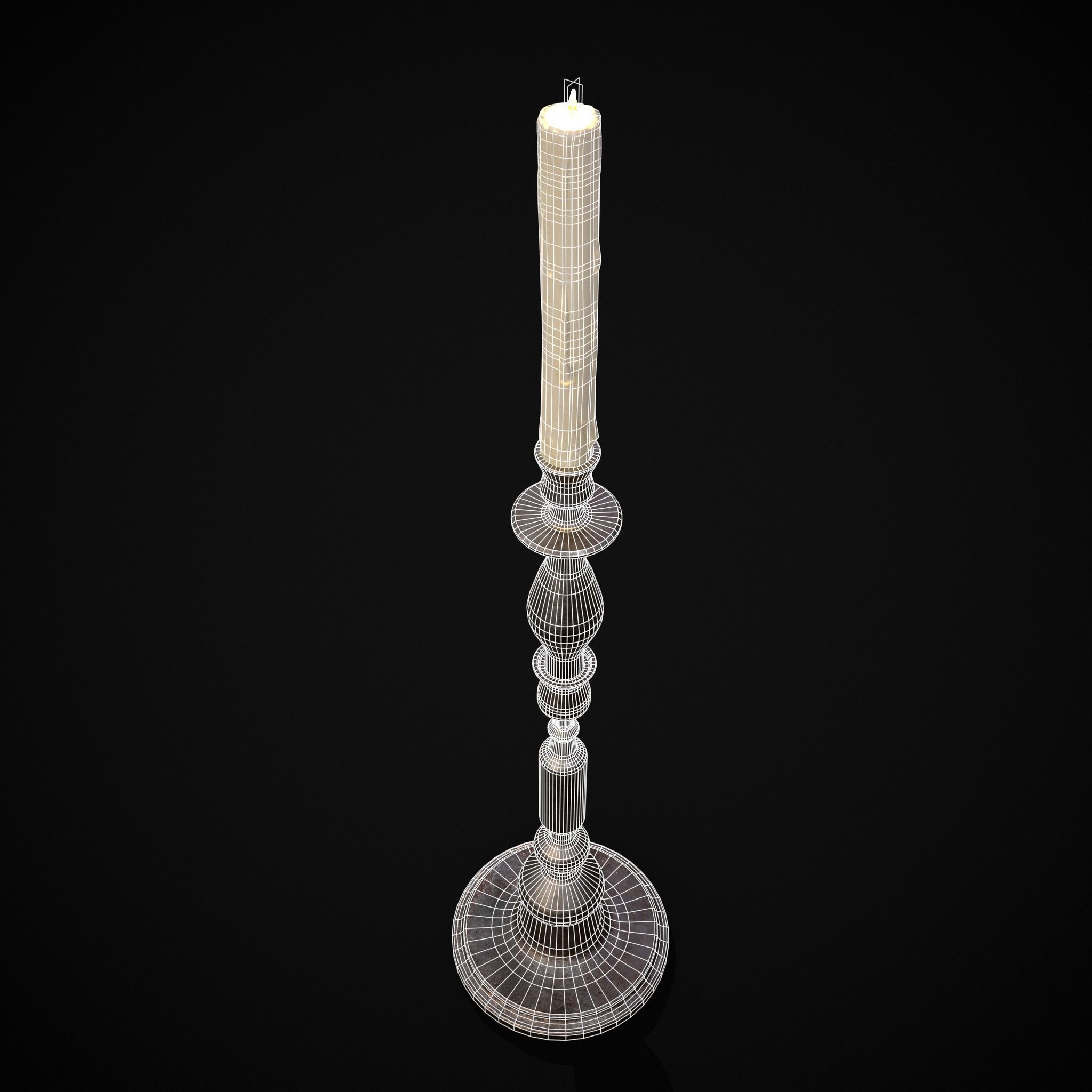 Rusting Column Candle Stick Low-poly 3D model_2