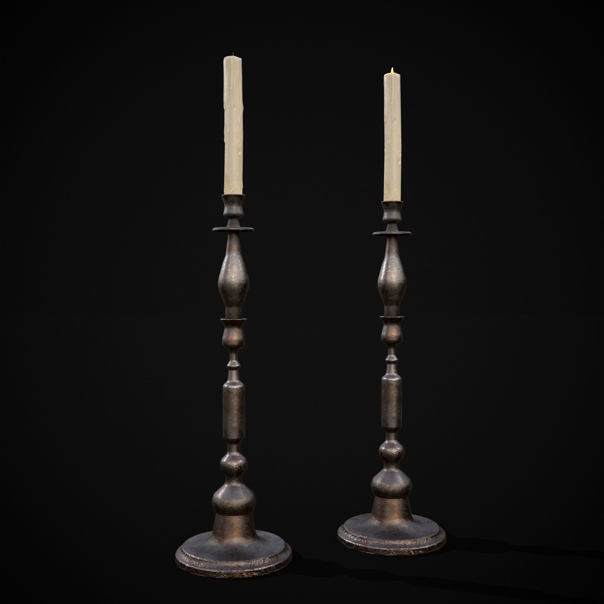 Rusting Column Candle Stick Low-poly 3D model_3