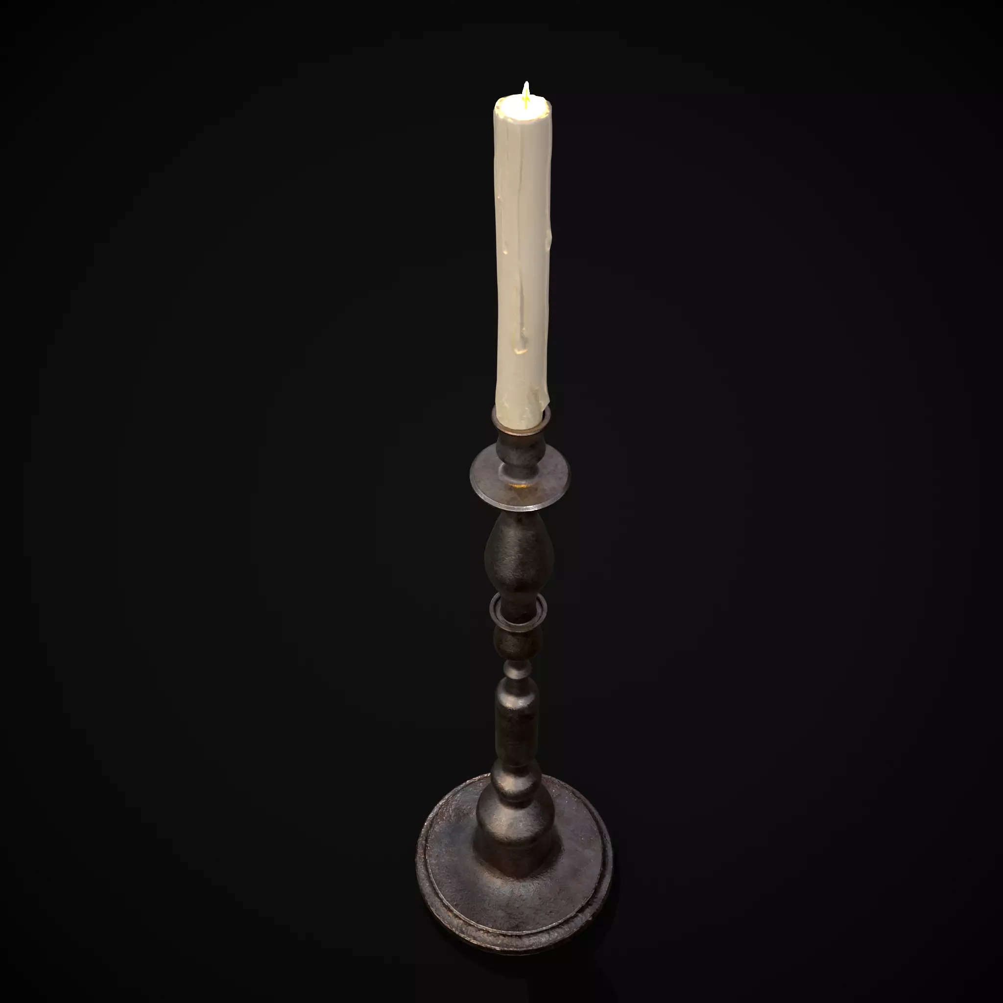 Rusting Column Candle Stick Low-poly 3D model_0
