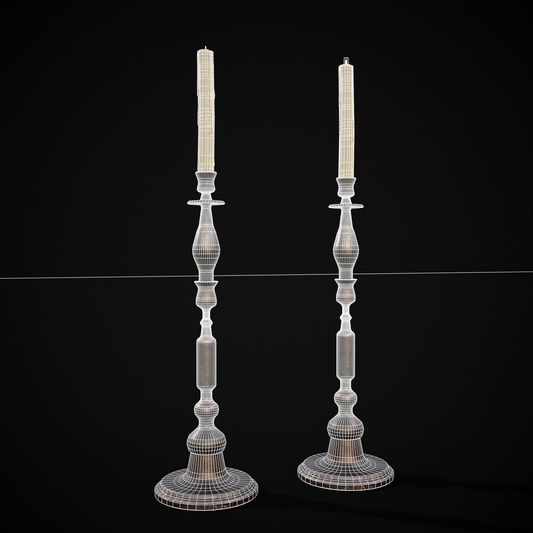 Rusting Column Candle Stick Low-poly 3D model_4