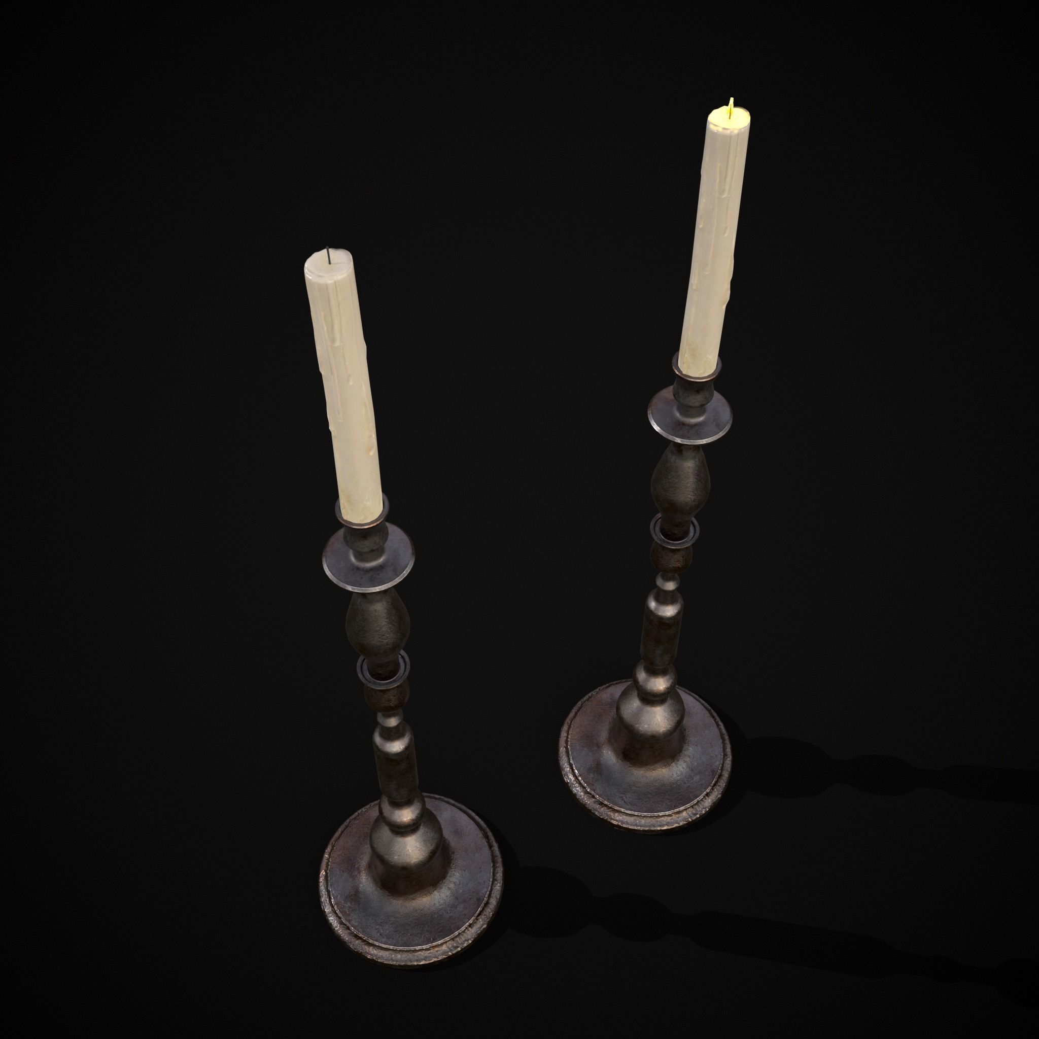 Rusting Column Candle Stick Low-poly 3D model_9