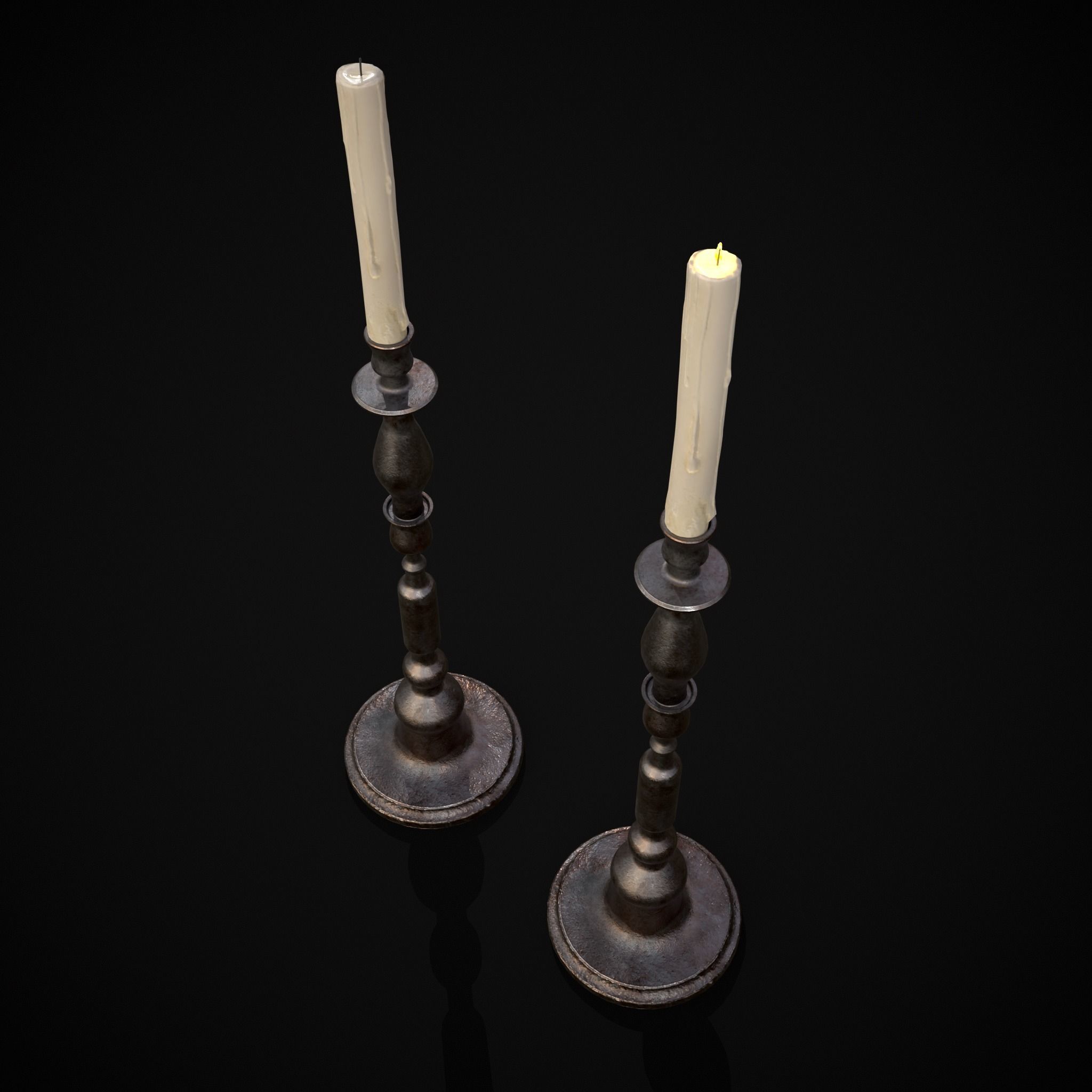Rusting Column Candle Stick Low-poly 3D model_5