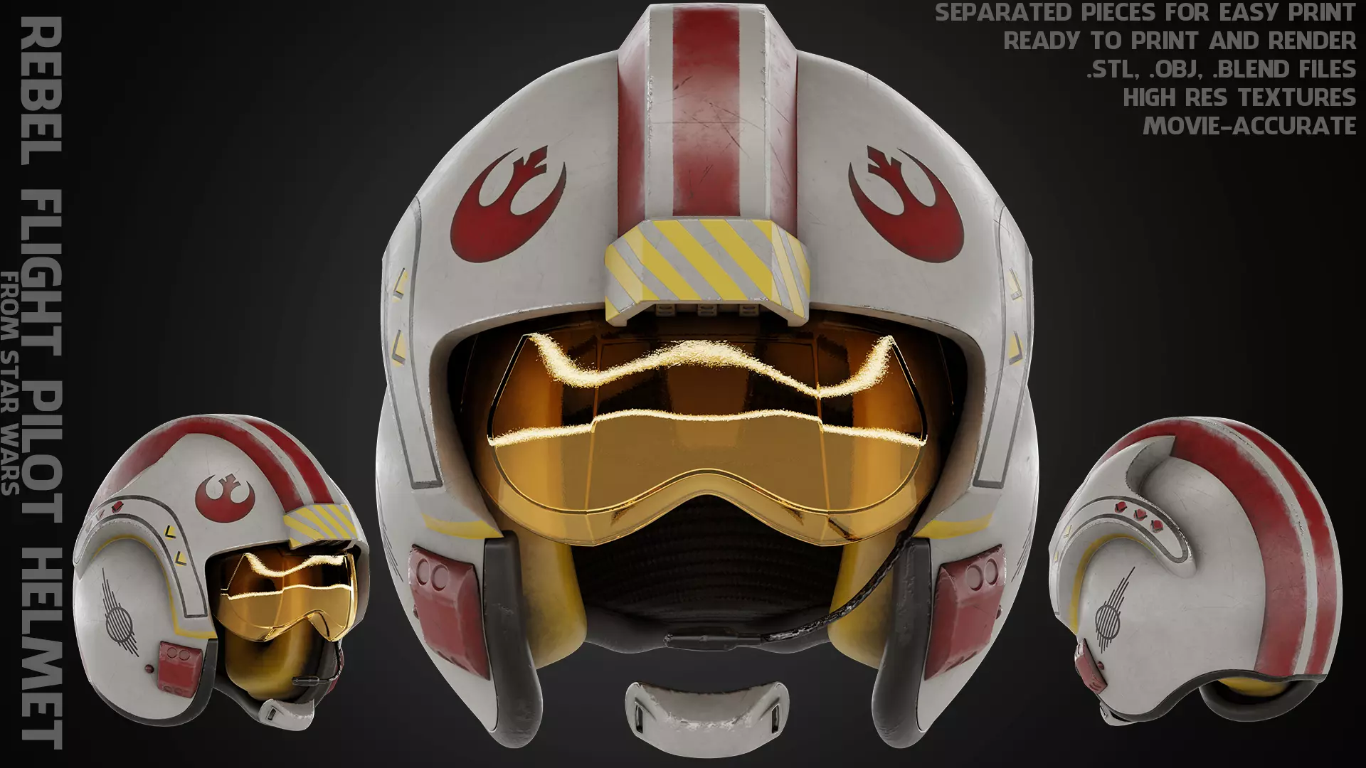 Star Wars Rebel Flight Pilot Helmet for Cosplay 3D print model_0