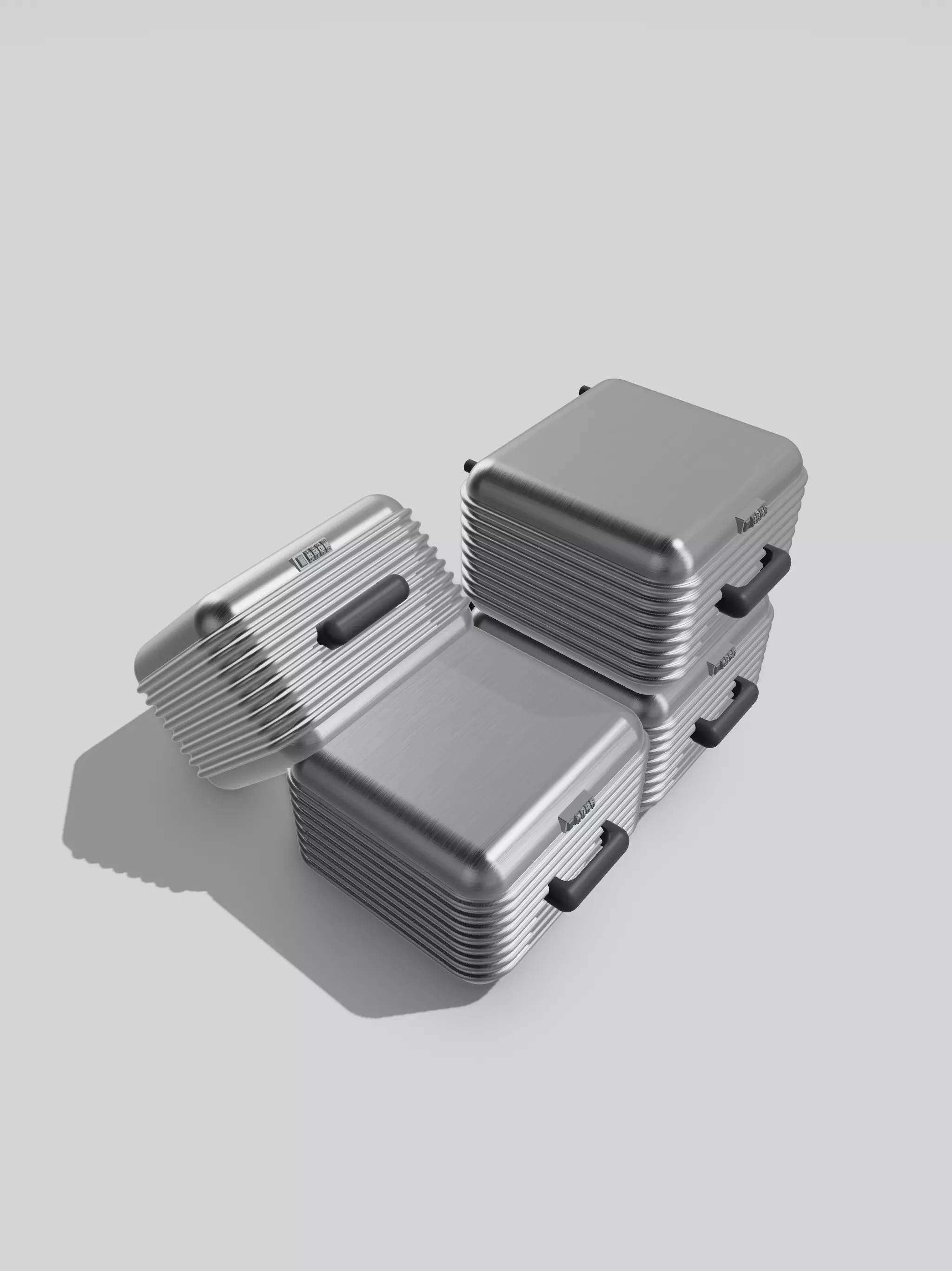 Diorama Stainless Steel Suitcases open N closed 3D print model_0