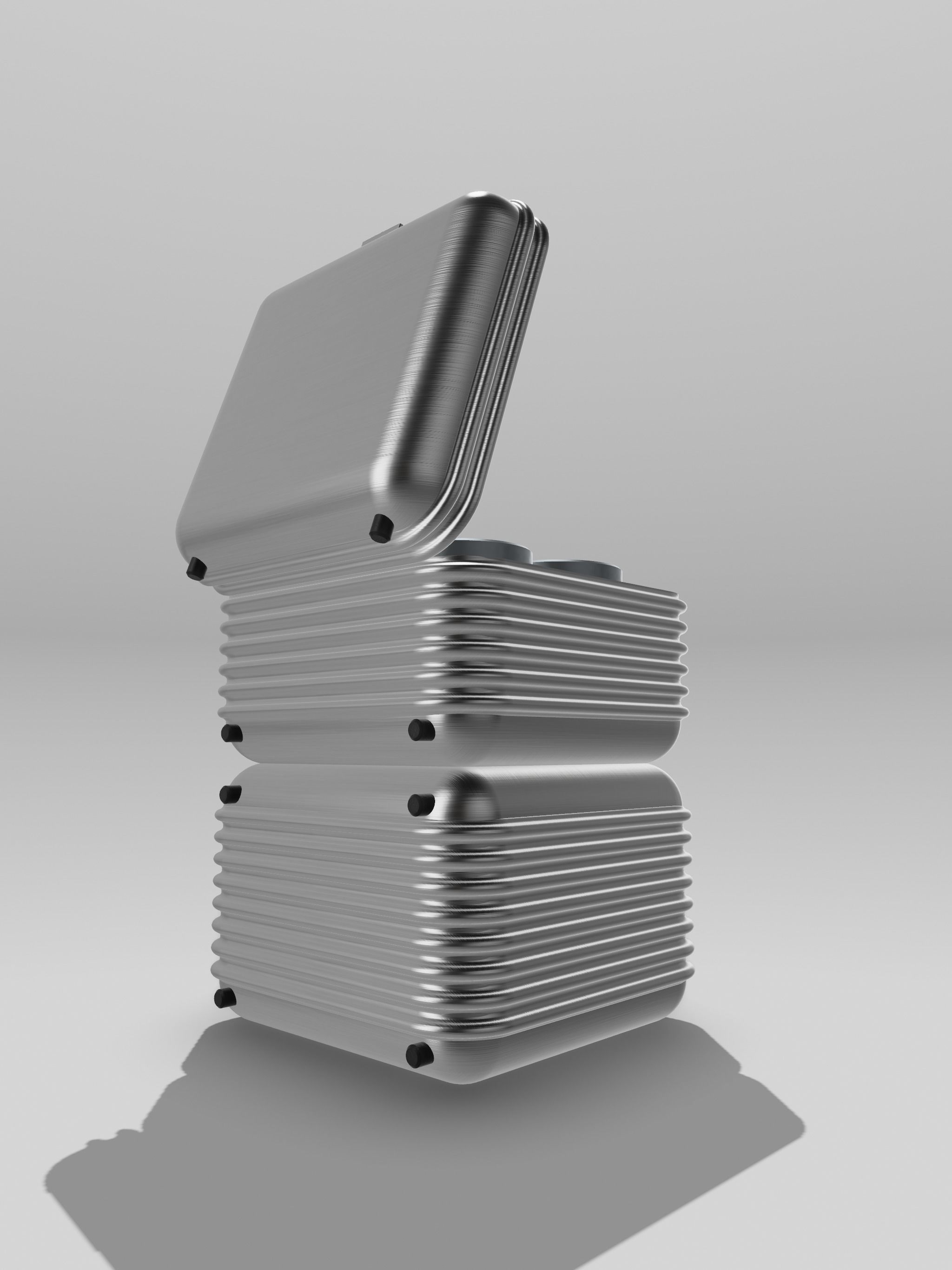 Diorama Stainless Steel Suitcases open N closed 3D print model_4