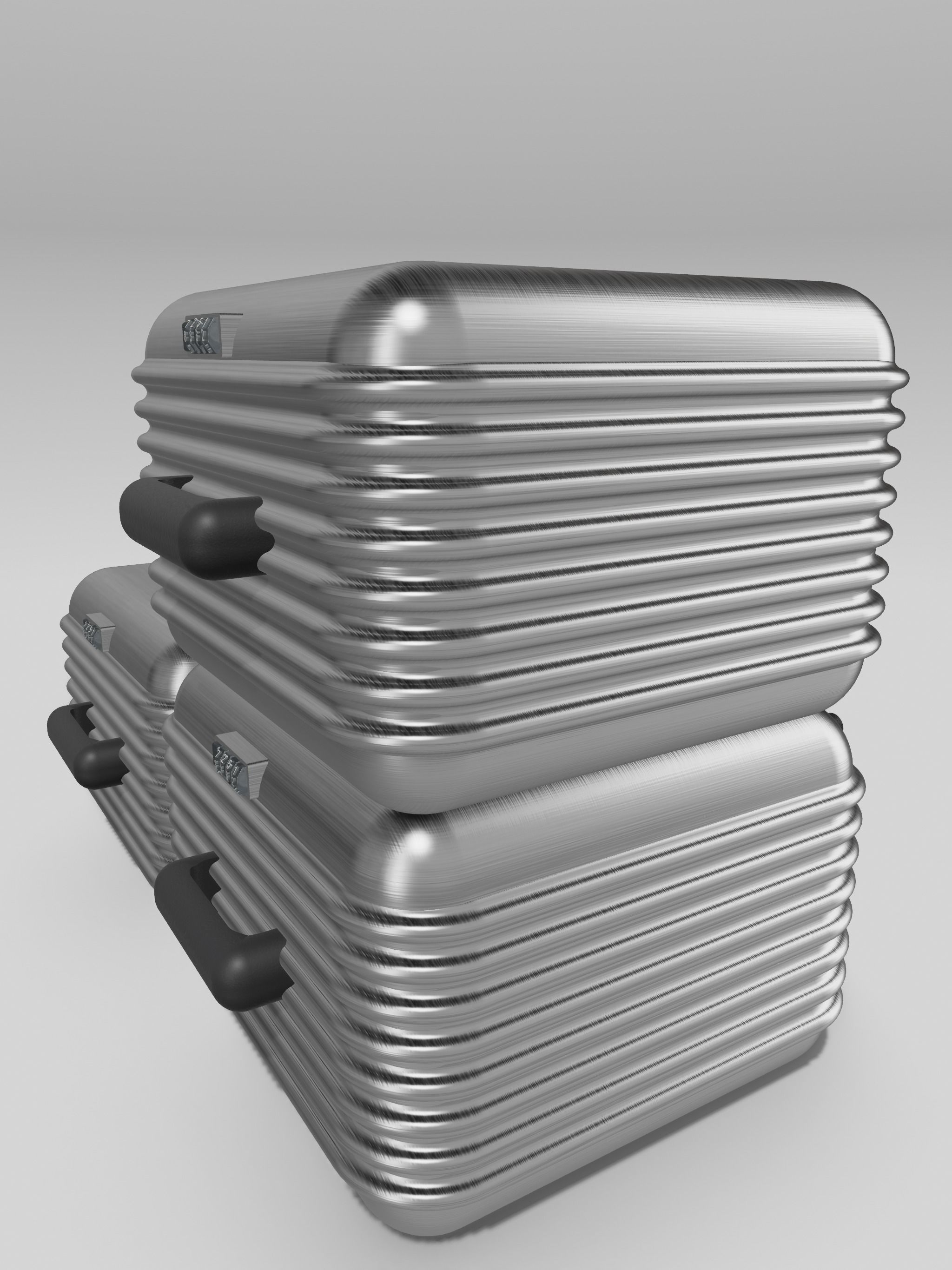 Diorama Stainless Steel Suitcases open N closed 3D print model_2