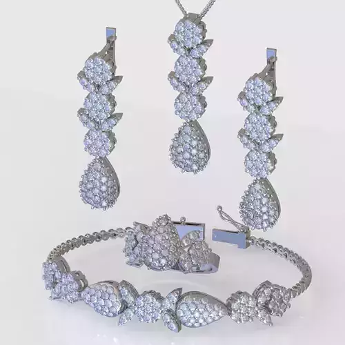 Ring Bracelet Earring and Pendant Set 3D printable model 0117 3D Model Collection