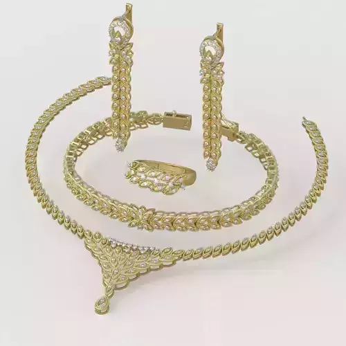 Ring Bracelet Earring and Pendant Set 3D printable model 0118 3D Model Collection