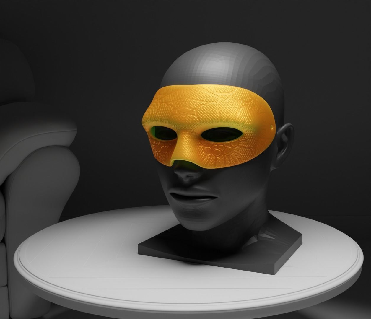 Prom Face Mask - Party Mask Stl 3D print model_4