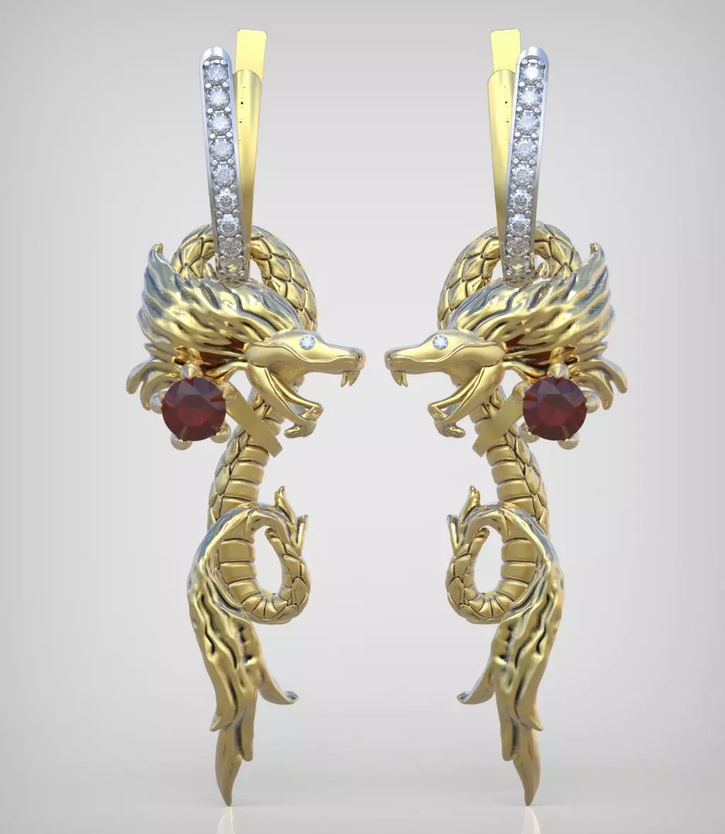 Dragon Earring model 0369 3D printable model8 3D print model