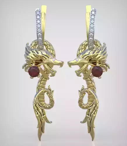 Dragon Earring model 0369 3D printable model8