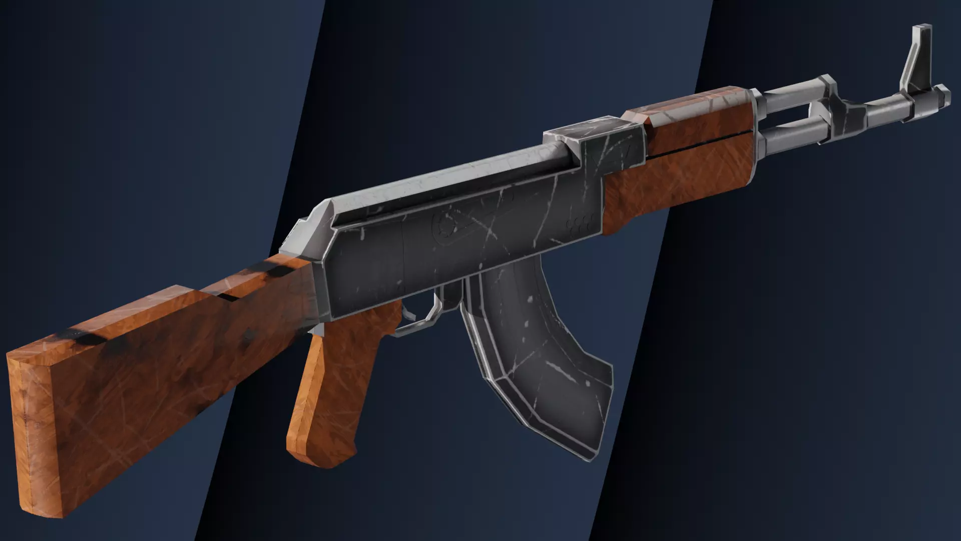 AK47 AK-47 LowPoly FPS Gun Weapon Low-Poly 3D Mode Stylized Free low-poly 3D model