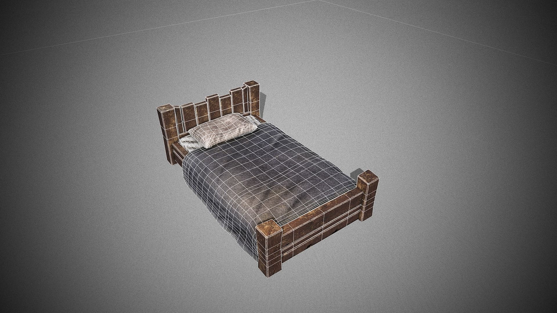 Medieval Bed Low-poly 3D model_10