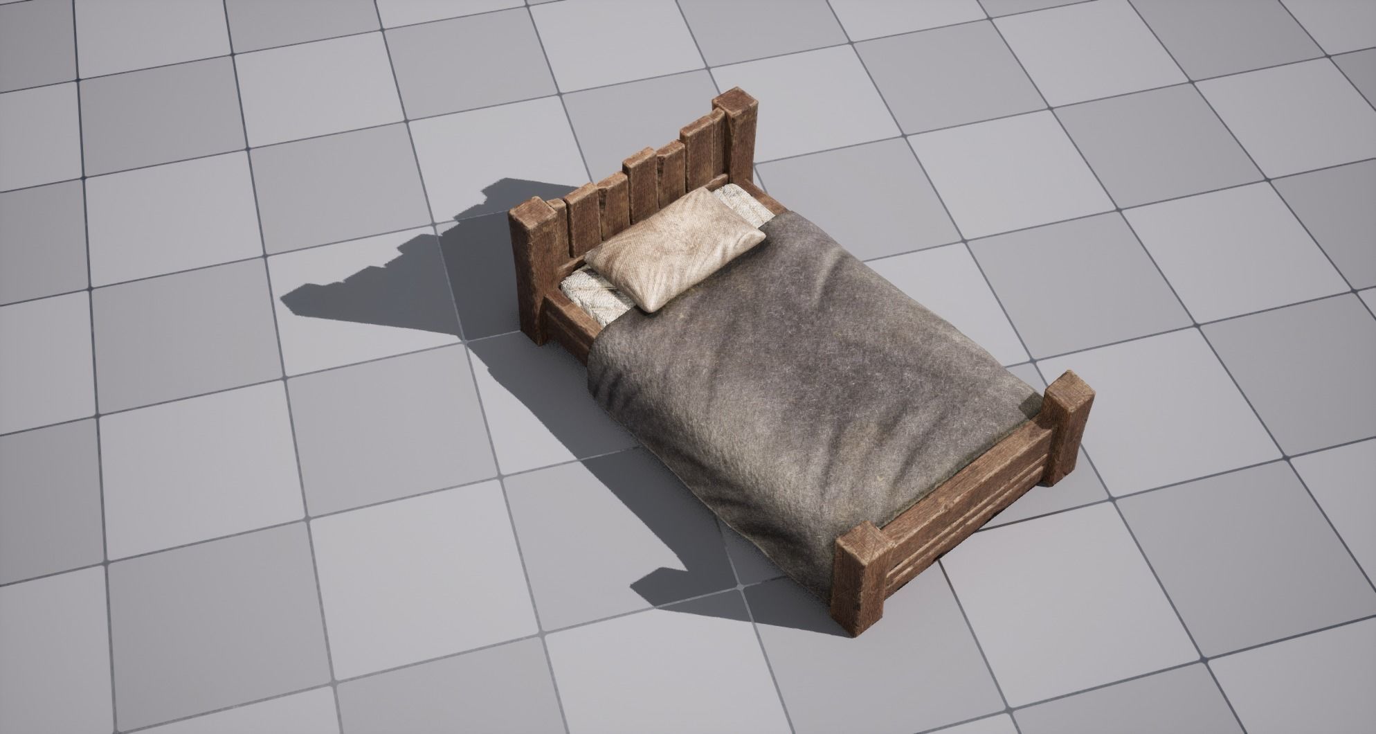 Medieval Bed Low-poly 3D model_15