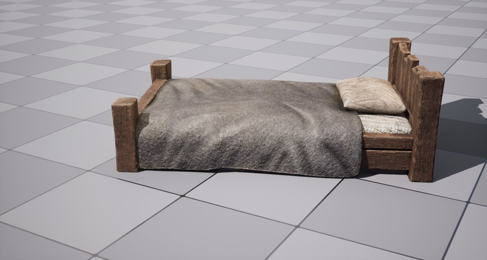 Medieval Bed Low-poly 3D model_18