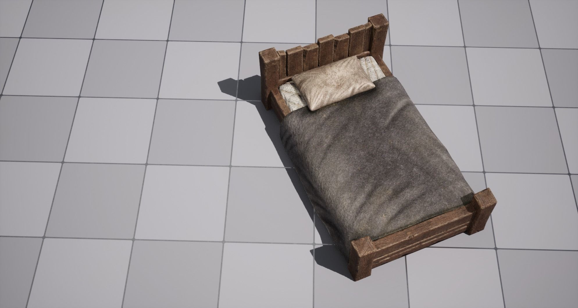 Medieval Bed Low-poly 3D model_8