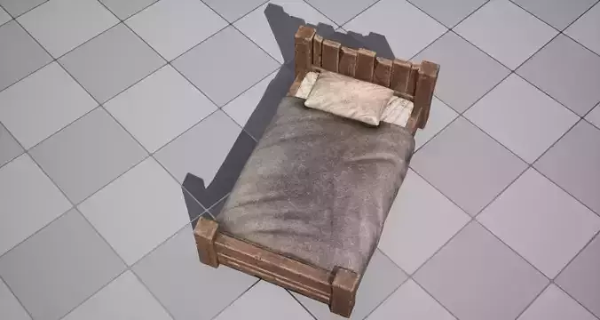 Medieval Bed Low-poly 3D model