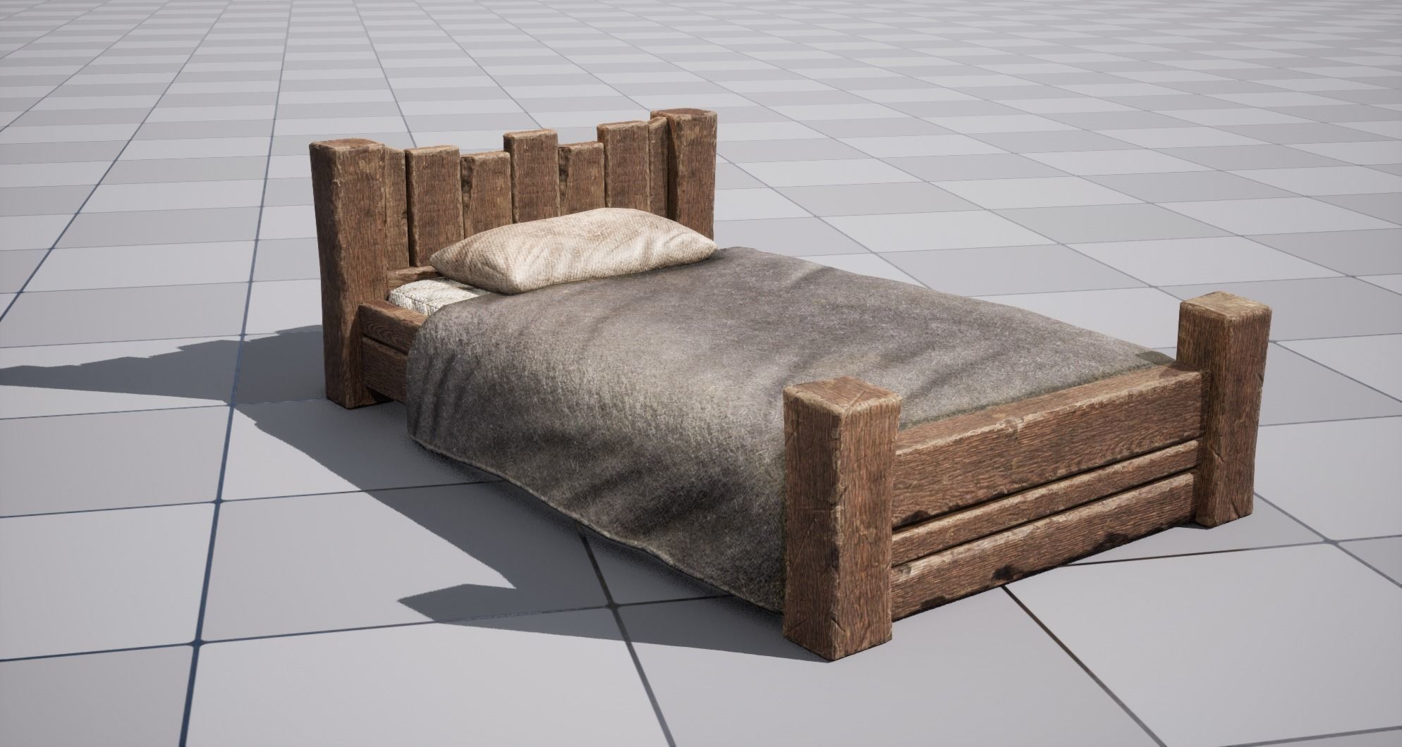 Medieval Bed Low-poly 3D model_2