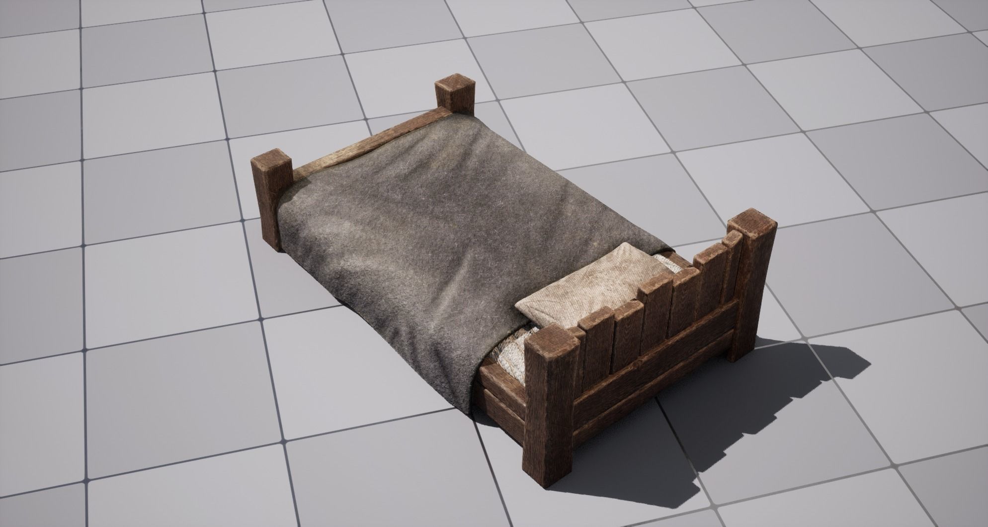 Medieval Bed Low-poly 3D model_4