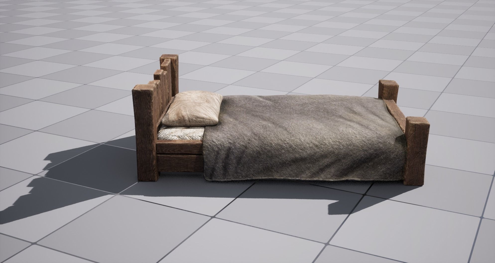 Medieval Bed Low-poly 3D model_3