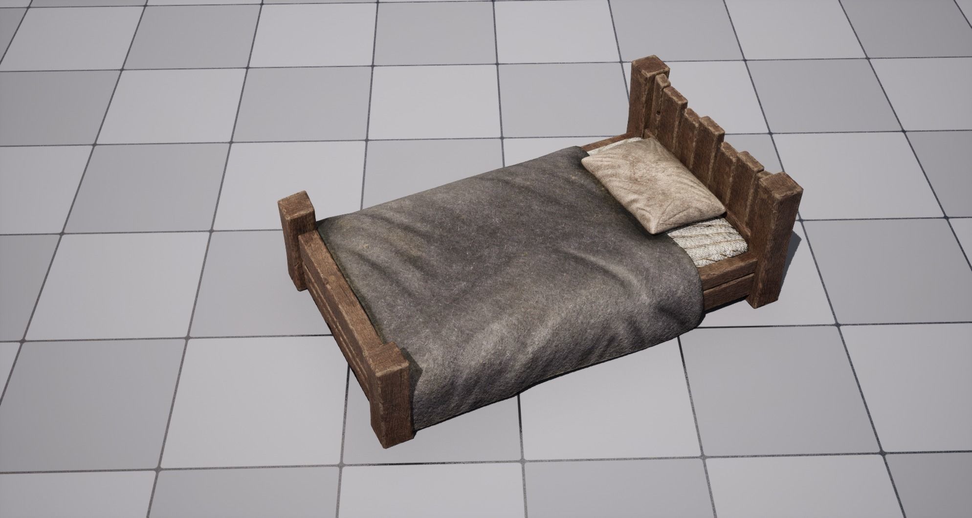 Medieval Bed Low-poly 3D model_9