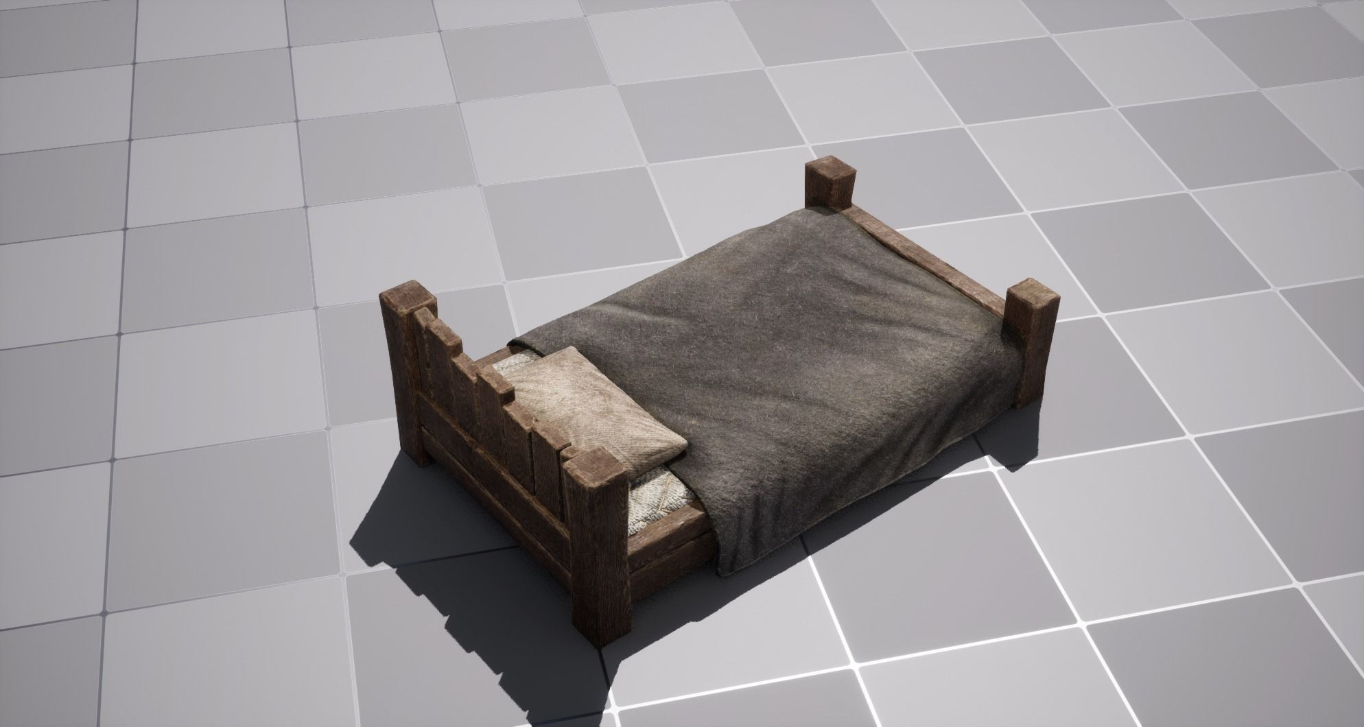 Medieval Bed Low-poly 3D model_14